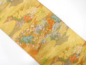 アンティーク　流水に秋草模様織出し袋帯（材料）